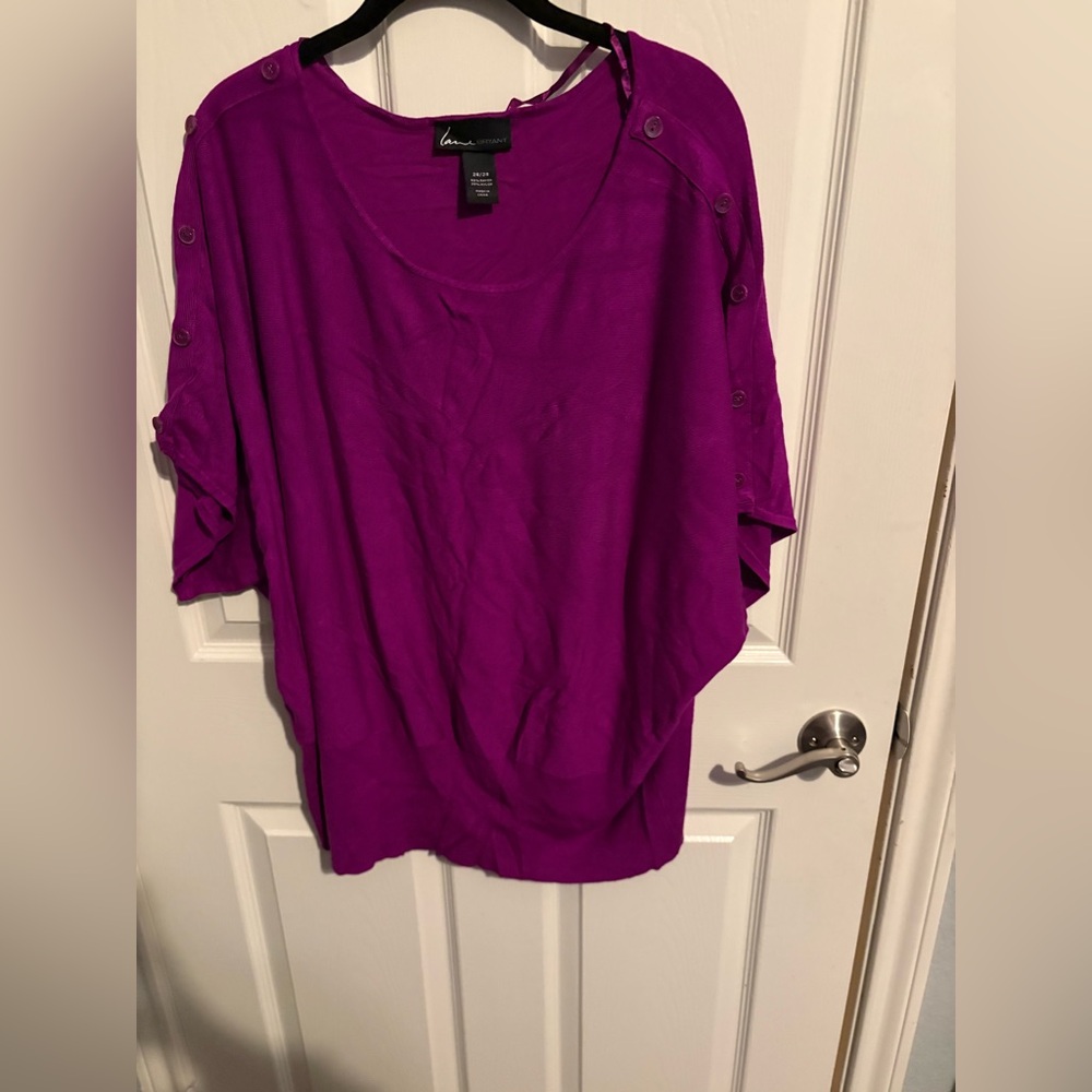 456- Lane Bryant Bright Purple Button-Sleeve light sweaterTop